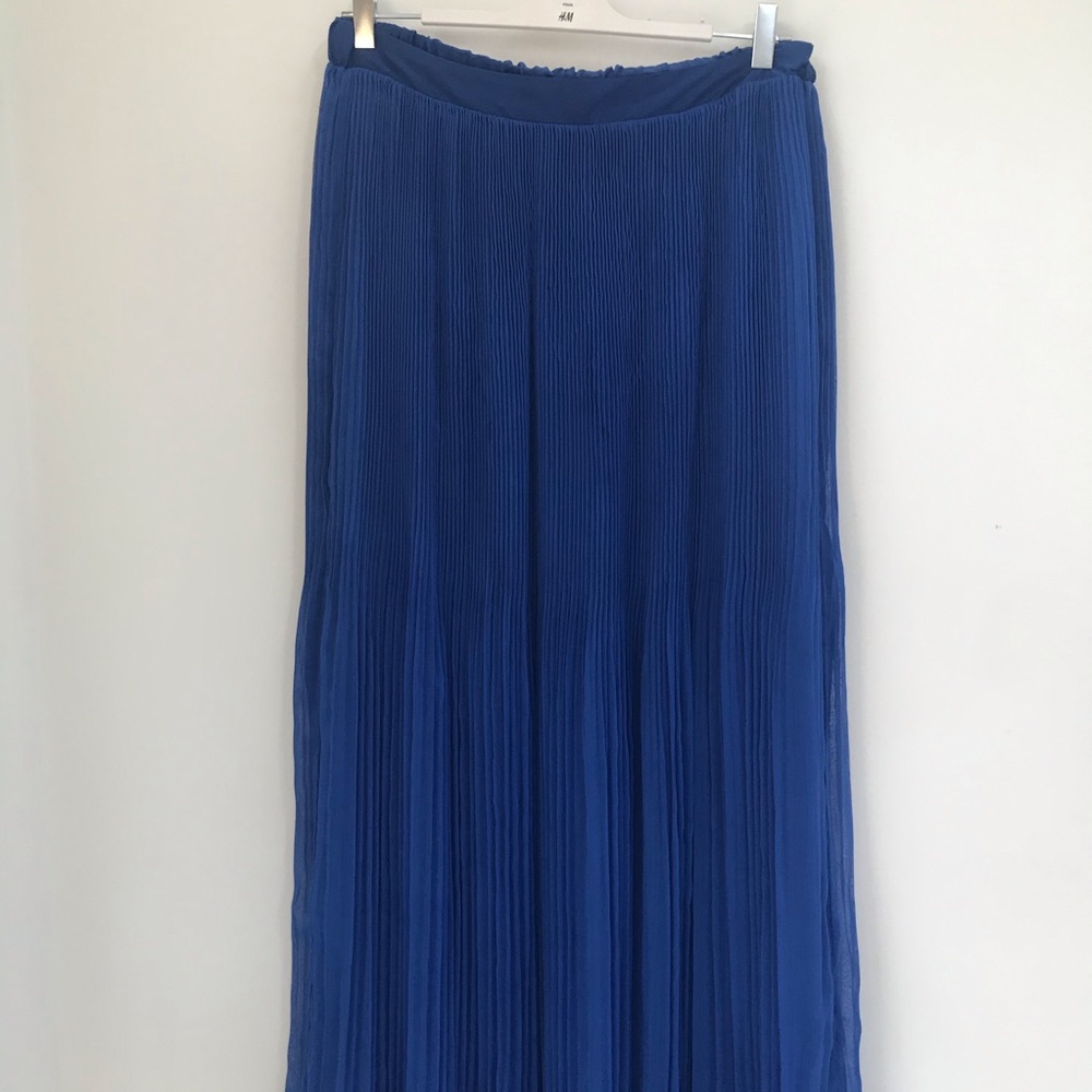 Anthropologie Royal Blue Pleated Maxi Skirt